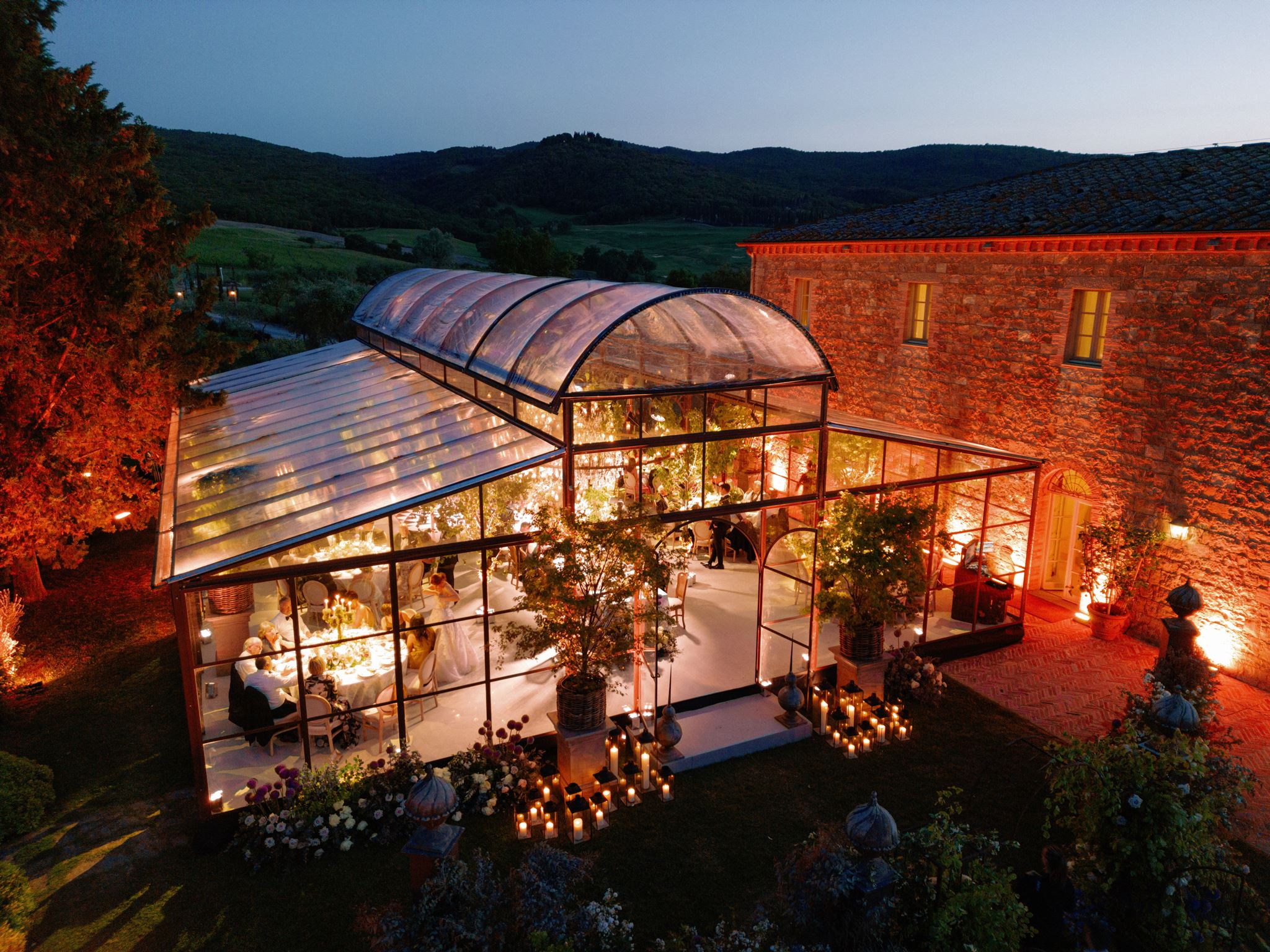 Italian hillside wedding venue with a scenic countryside view.
